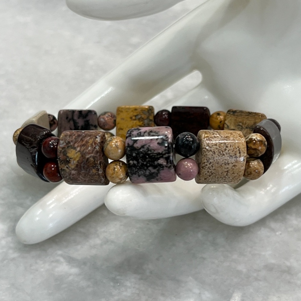 Multi Jasper Beaded Stretch Bracelet